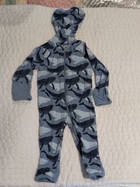 Coolibar SPF 50+  Light Blue Whale Zip Hooded One-Piece